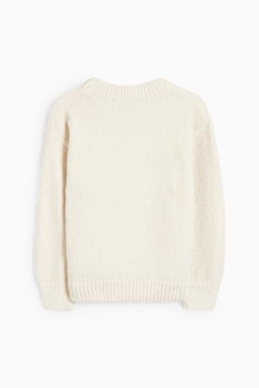 Kinder Mädchen - Weihnachts-Chenille-Pullover - cremefarben