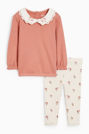 Baby Mädchen - Baby-Outfit - 2 teilig - dunkelrosa