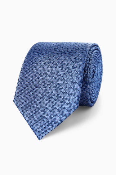 Heren - Zijden stropdas - donkerblauw