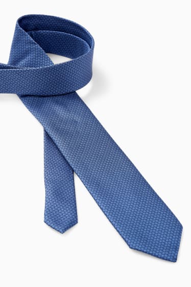 Pánské - Hedvábná kravata - tmavomodrá