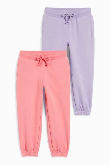 Kinderen: meisjes - Set van 2 - joggingbroek - roze