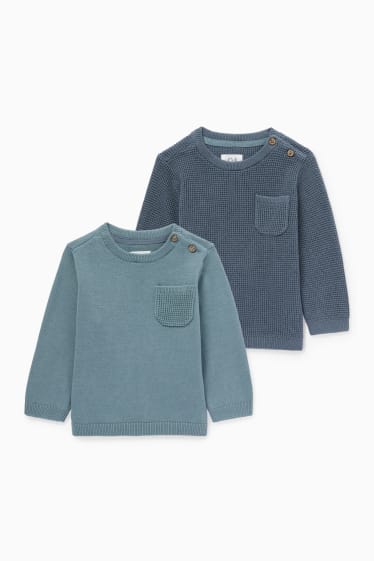 Baby: jongens - Set van 2 - babytrui - donkerturquoise