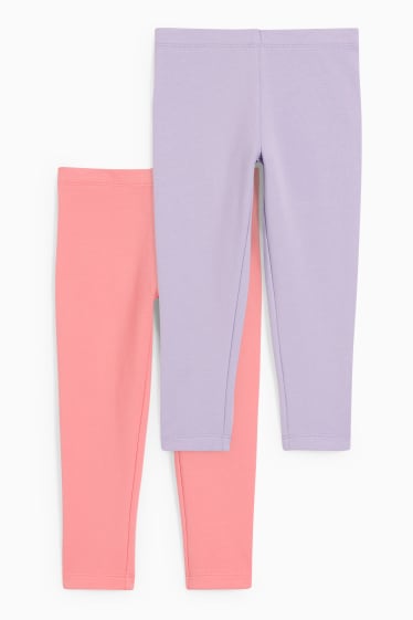Kinderen: meisjes - Set van 2 - thermolegging - roze