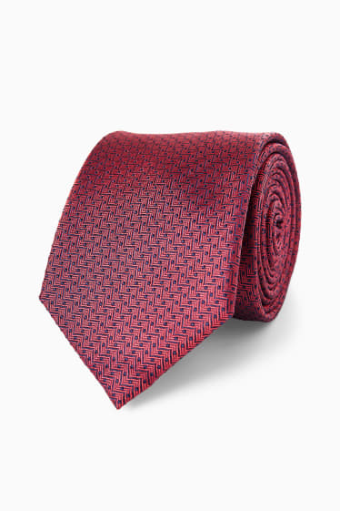 Mężczyźni - Krawat z jedwabiu - bordowy