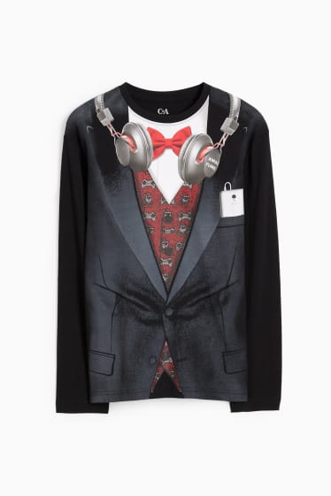 Kinder Jungen - Weihnachts-Langarmshirt - schwarz