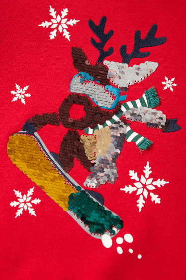 Enfants garçons - Lot de 2 - sweat à capuche et sweat de Noël - Rodolphe - rouge