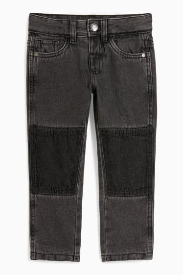 Kinder Buben - Straight Jeans - Thermohose - schwarz