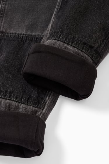 Kinder Buben - Straight Jeans - Thermohose - schwarz
