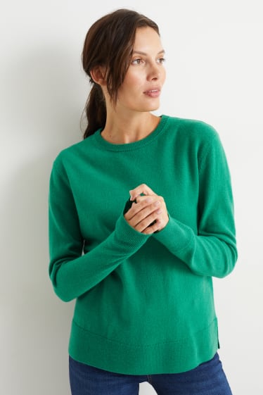 Femmes - Pullover basique - mélange de laine contenant du cachemire - vert