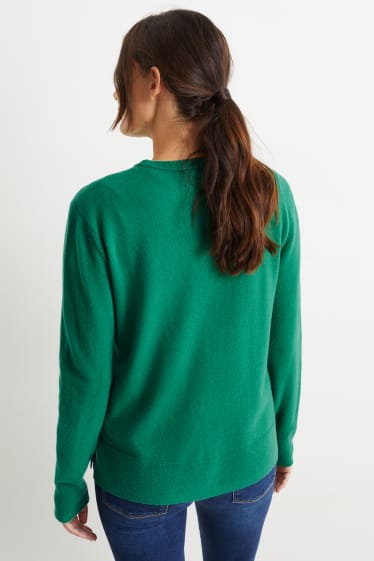 Femmes - Pullover basique - mélange de laine contenant du cachemire - vert