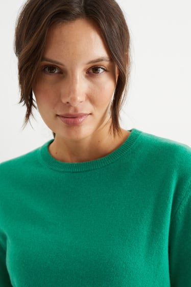 Femmes - Pullover basique - mélange de laine contenant du cachemire - vert