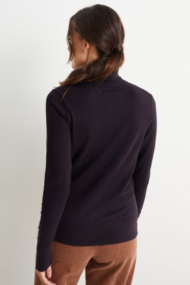 Damen - Basic-Rollkragenpullover - schwarz