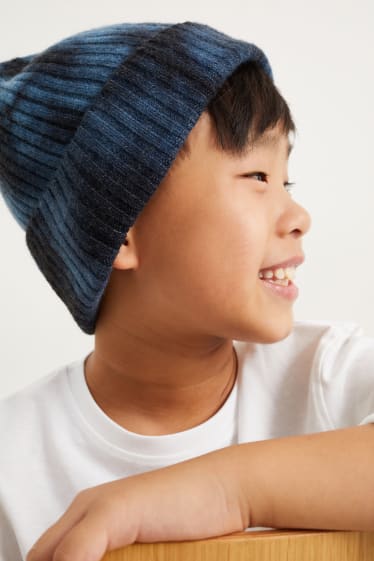 Children - Knitted hat - blue / dark blue