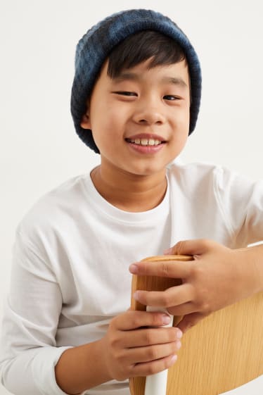 Enfants - Bonnet en maille - bleu  / bleu foncé