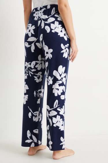 Kobiety - Spodnie od piżamy - w kwiatki - ciemnoniebieski
