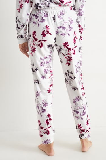 Dona - Pantalons de pijama de vellut - de flors - gris clar