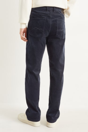 Hommes - Pantalon en velours - regular fit - bleu foncé