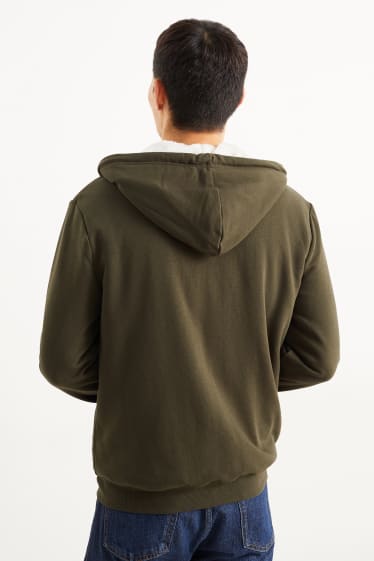 Pánské - Tepláková bunda s kapucí - zelená