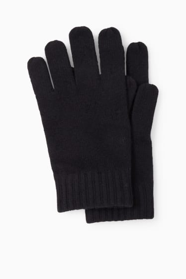Uomo - Guanti per touchscreen con cashmere - nero