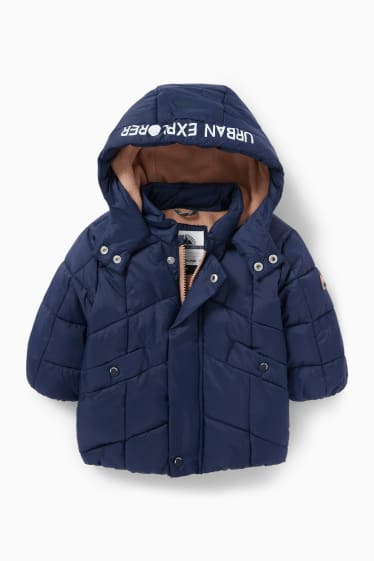Babies - Baby quilted jacket with hood - dark blue