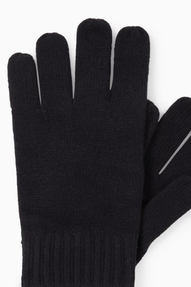 Men - Touchscreen gloves with cashmere - black