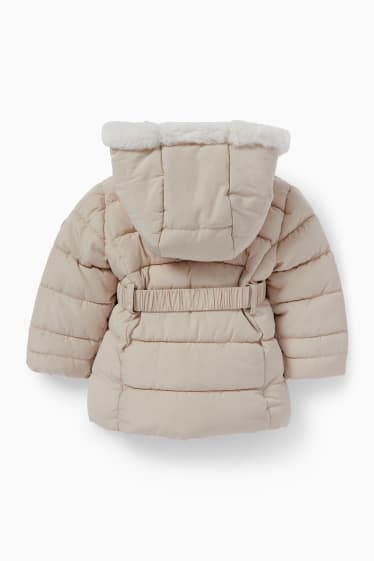 Miminka - Prošívaná bunda s kapucí pro miminka - světle béžová