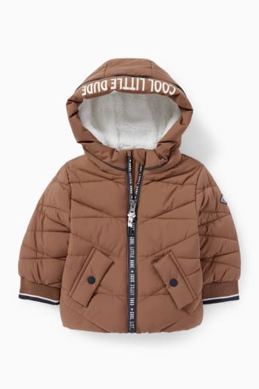 Babies - Baby quilted jacket with hood - brown