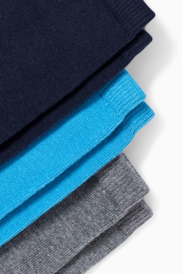 Enfants garçons - Lot de 3 paires - chaussettes hauteur genou - gris / bleu foncé