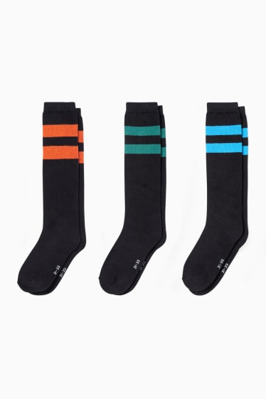 Enfants garçons - Lot de 3 paires - chaussettes hauteur genou - noir