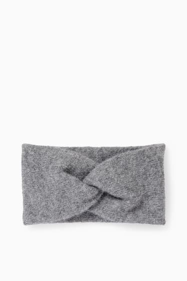 Damen - Strick-Stirnband mit Knotendetail - grau