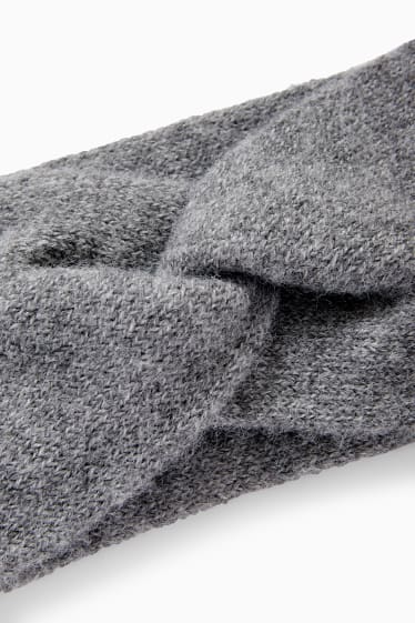 Damen - Strick-Stirnband mit Knotendetail - grau
