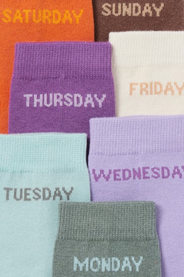 Dames - Set van 7 paar - sokken met motief - dagen van de week - groen