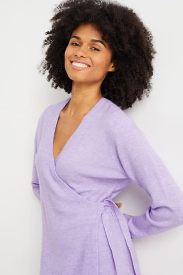 Women - Knitted wrap dress - light violet
