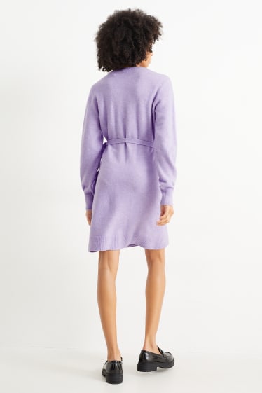 Women - Knitted wrap dress - light violet