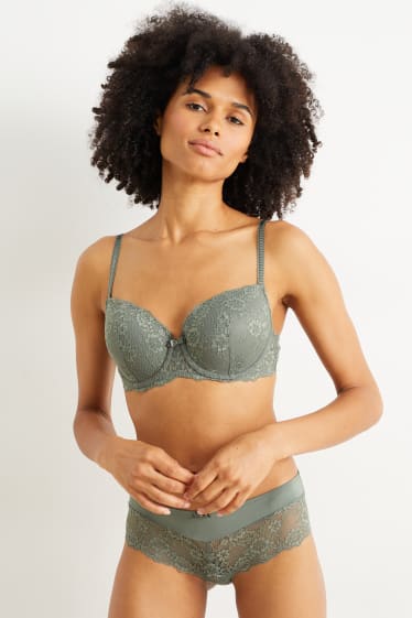 Women - Underwire bra - FULL COVERAGE - padded - green