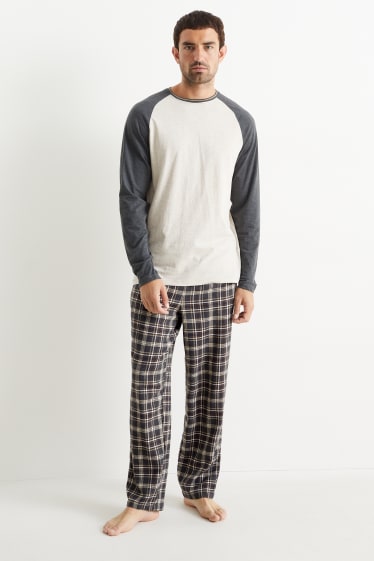 Mężczyźni - Piżama z flanelowymi spodniami - ciemnoszary