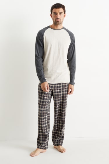 Men - Pyjamas with flannel bottoms - dark gray