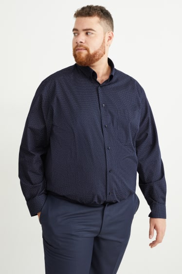 Hommes - Chemise - regular fit - col kent - facile à repasser - imprimé minimaliste - bleu foncé