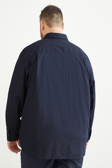 Heren - Overhemd - regular fit - kent - gemakkelijk te strijken - minimale opdruk - donkerblauw