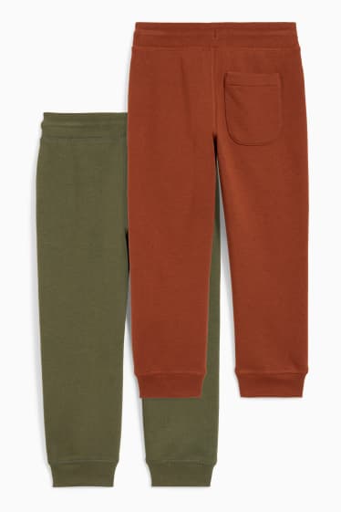 Dětské - Multipack 2 ks - teplákové kalhoty - hnědá/zelená