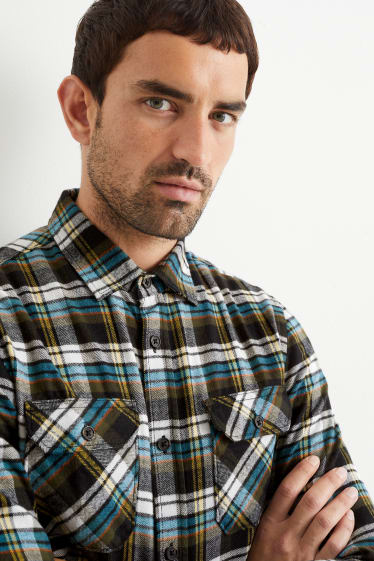 Home - Camisa de franel·la - regular fit - Kent - de quadres - verd
