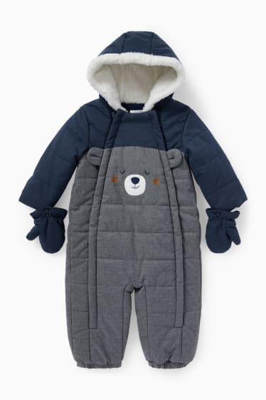 Baby Jungen - Baby-Schneeanzug mit Kapuze - dunkelblau
