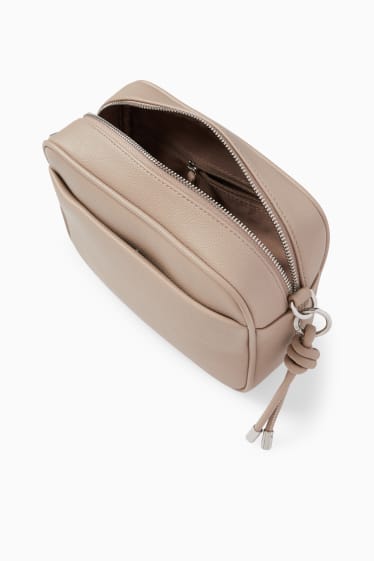 Damen - Umhängetasche mit abnehmbarem Taschengurt - Lederimitat - taupe