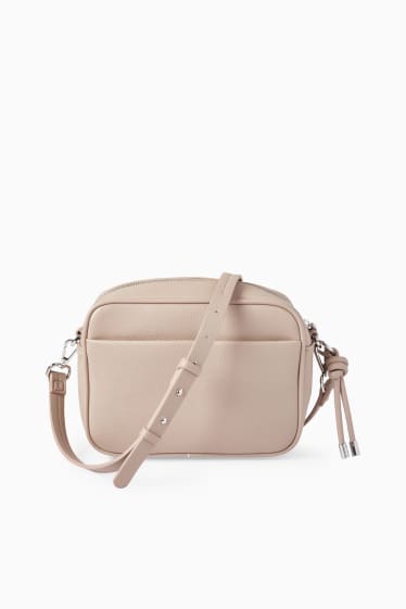 Damen - Umhängetasche mit abnehmbarem Taschengurt - Lederimitat - taupe