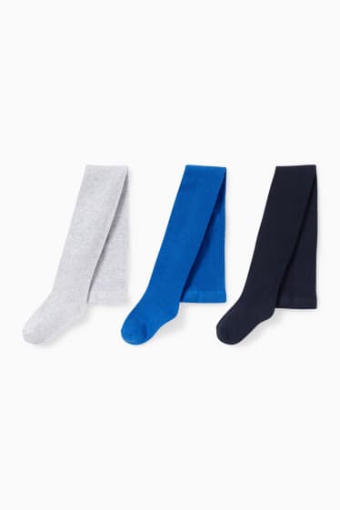 Enfants - Lot de 3 paires - collants - bleu