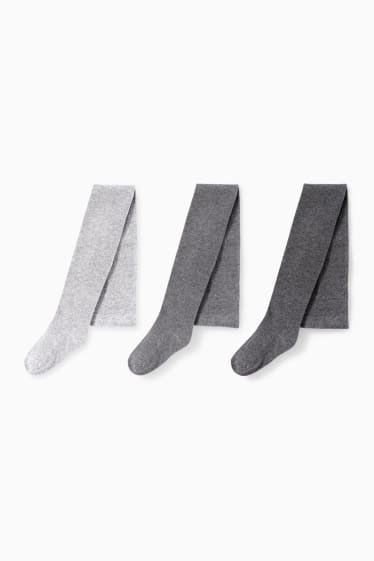 Unisexe - Lot de 3 paires - collants - gris clair chiné