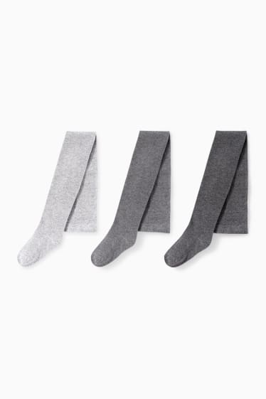 Enfants - Lot de 3 paires - collants - gris clair chiné