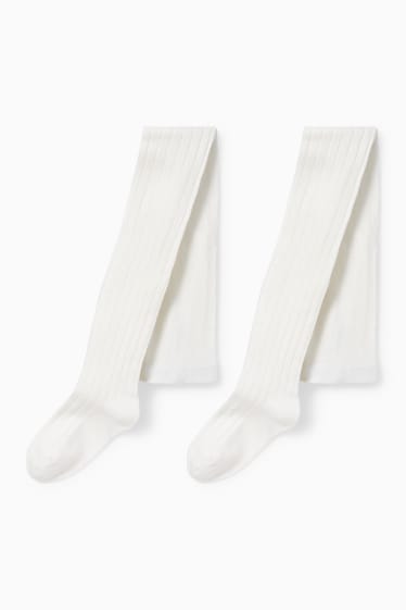 Enfants filles - Lot de 2 paires - collants - blanc pur