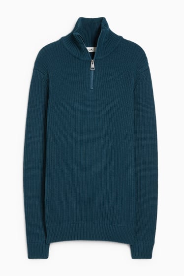 Children Boys - Jumper - ribbed - dark blue