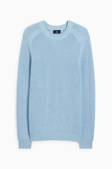 Uomo - Maglione - a coste - azzurro